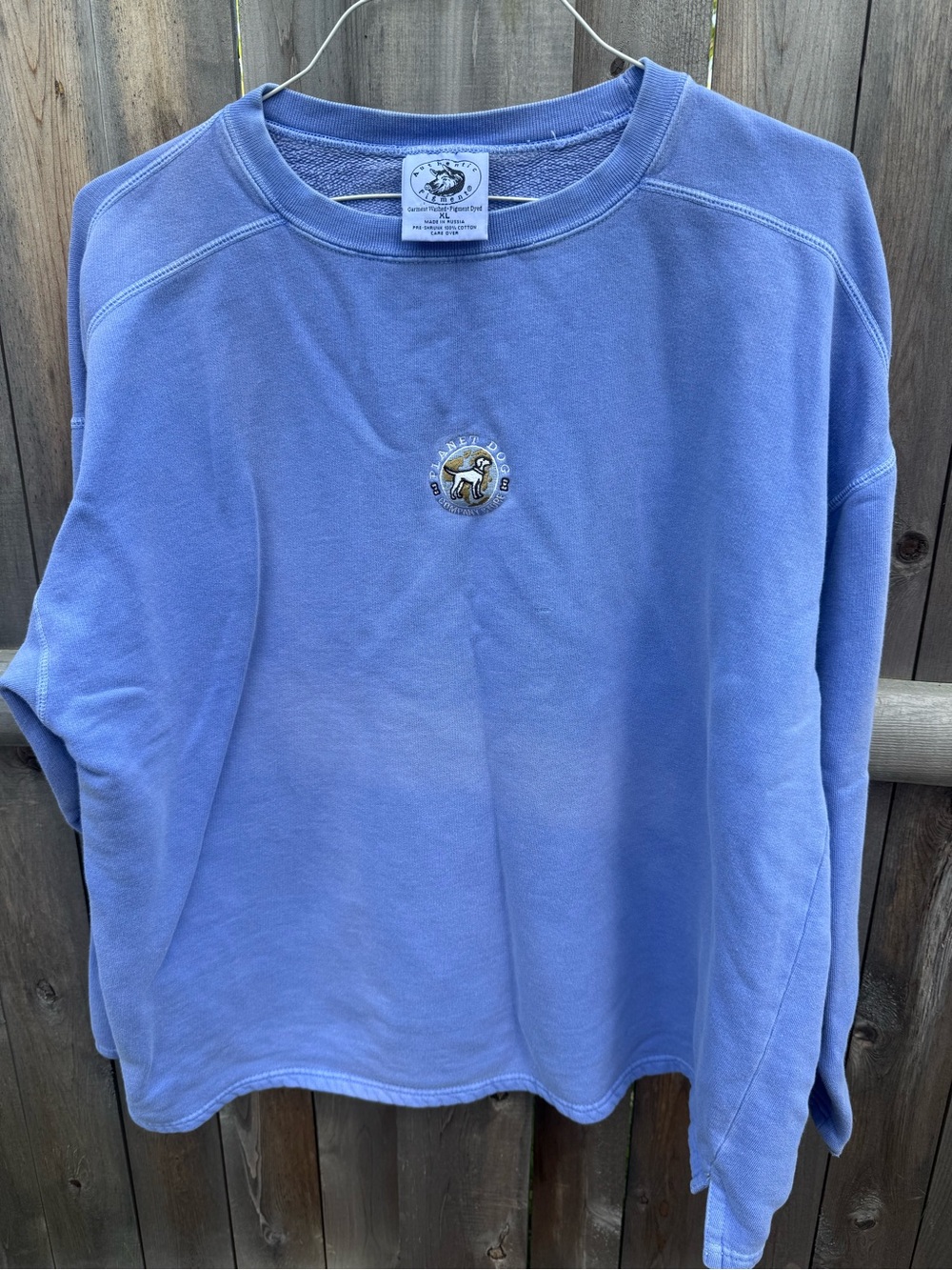 Baby Blue Vintage-Styled Sweater with Planet Dog Store Small Logo
